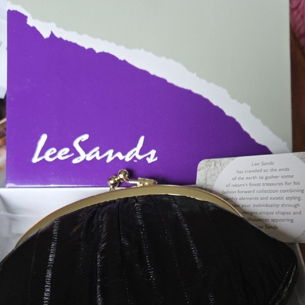 QVC Eel Skin Black Clutch By Lee Sands